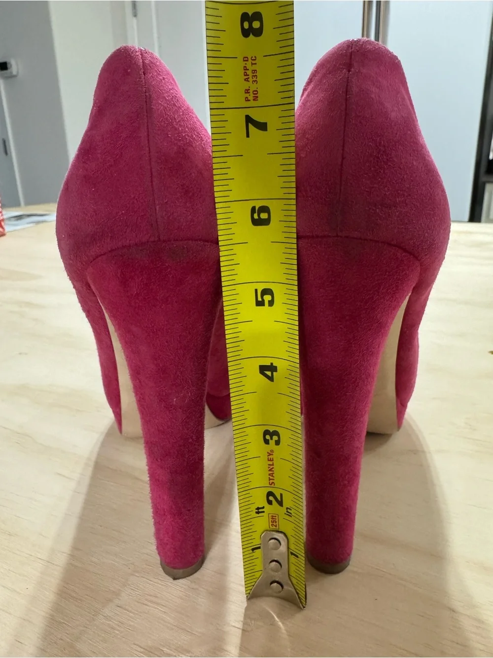 Miu Miu Hot Pink Suede Peep-Toe Platform Pumps
